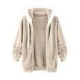 thumbnail image 6 of Feancey Womens Fleece Jacket with Hood Winter Sherpa Warm Zip Up Hoodies Plus Size Casual Drawstring Long Sleeve Hooded Jackets Khaki S, 6 of 6