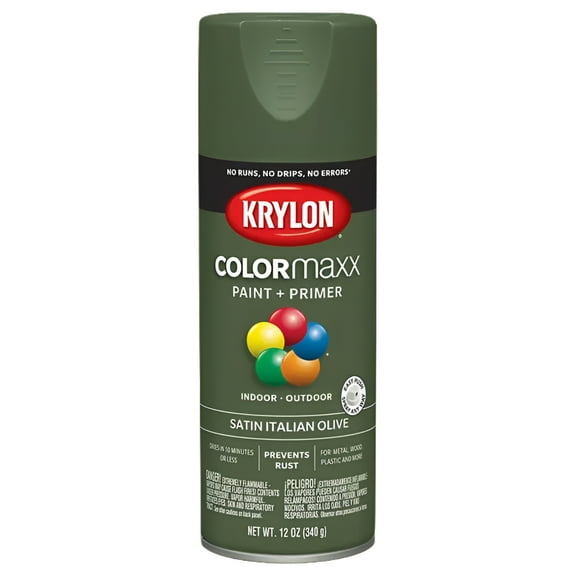 Krylon COLORmaxx Prevents Rust Italian Olive Satin 12 oz Spray Paint