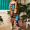 thumbnail image 3 of EANJE Womens Halloween Jumpsuit Wide Leg Holiday Gothic Skull Floral Print Overall Sleeveless Womens Romper Straps Jumpsuit Loose Bib Overalls Winter Clothing Pink L, 3 of 6