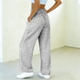 thumbnail image 5 of Einccm Womens High Waisted Wide Leg Pants - Checkered Casual Plaid Trousers with Pockets - Comfy Smocked Waist Flowy Bottoms for Vacation or Daily Wear, 5 of 6