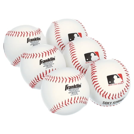 Franklin Sports MLB Soft-Strike Teeballs, Official Size, 6 Pack