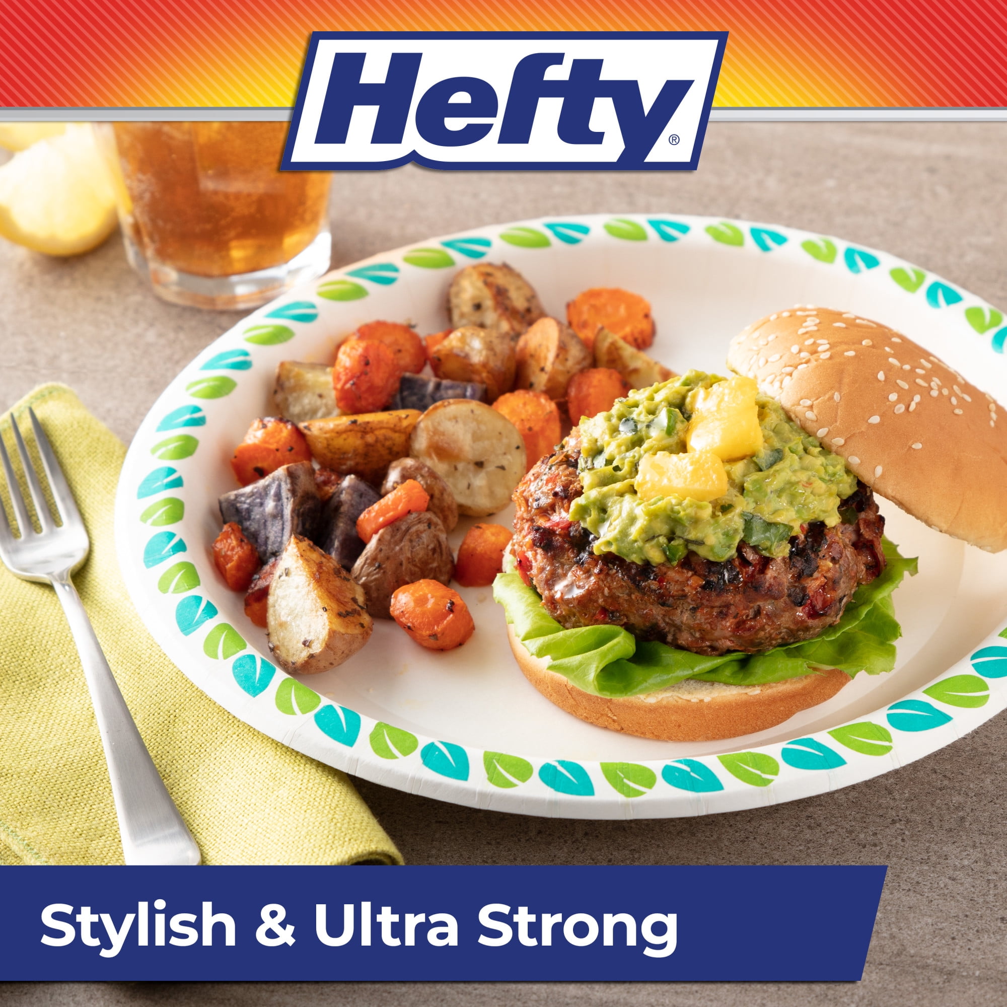 (7 pack) Hefty Compostable Paper Plates, Disposable Plates, 10 inches, 20 Count