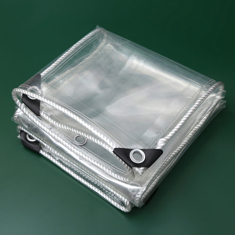 Clear PVC Vinyl Tarp Clear Tarp, Waterproof Heavy Duty Outdoor Grommet Raincover Tarpaulin for Patio Enclosure, Camping, Porch Canopy, 3.3x4.9ft