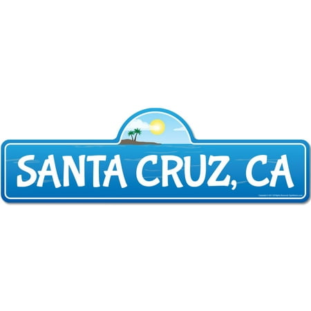 Santa Cruz, CA California Beach Street Sign | Indoor/Outdoor | Surfer, Ocean Lover, Décor For Beach House, Garages, Living Rooms, Bedroom | Signmission Personalized (Best Office Dirty Santa Gifts)