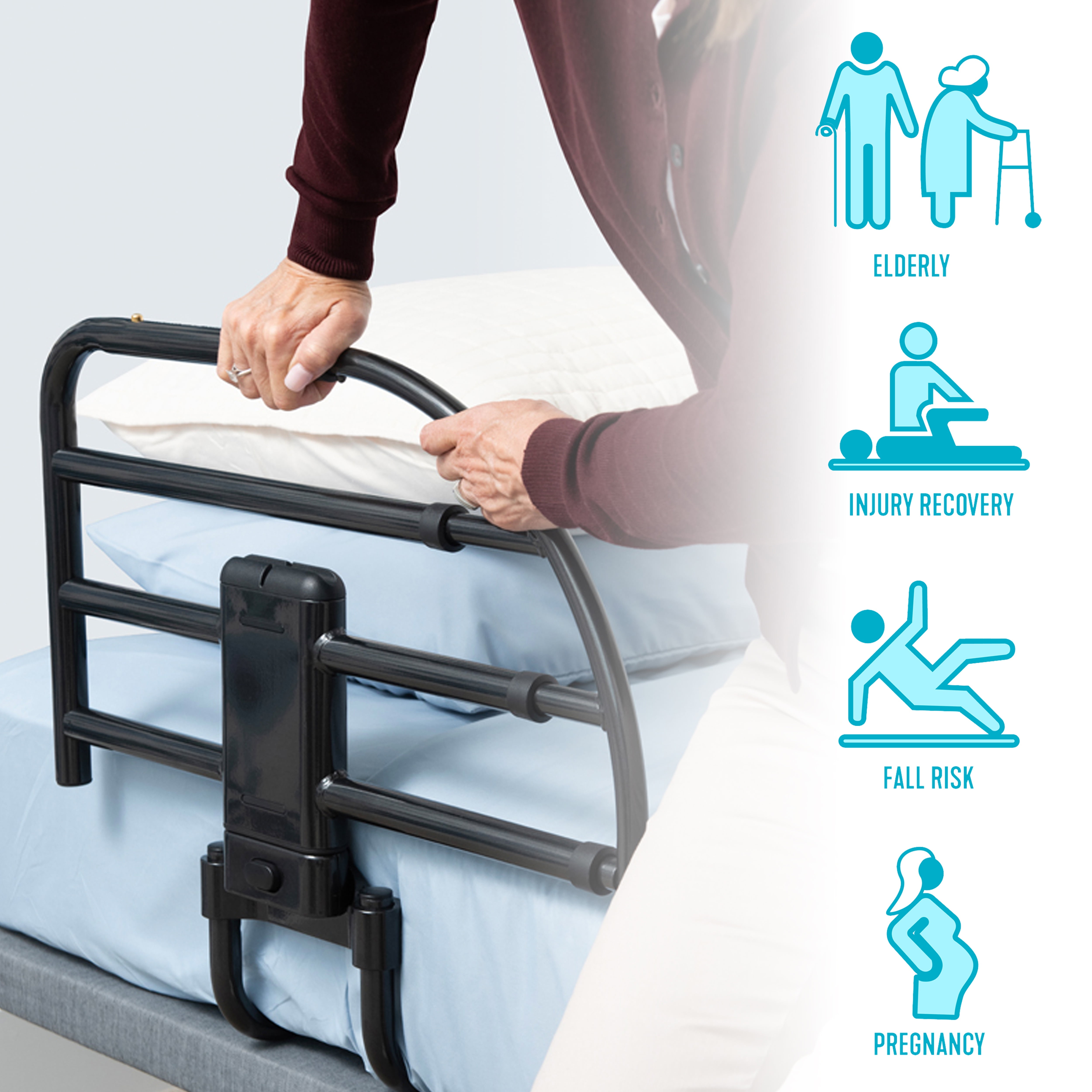 Able Life Click-N-Go Extendable Bed Rail for Wood Adjustable Bed Frames. Removable Bed Handle for Elderly Adults and Seniors, Fits King, Queen, Full, and Twin Beds, ASTM Safety Approved Bedrail