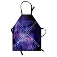 thumbnail image 1 of Galaxy Apron Futuristic Starry Sky Fantastic Galaxy Illustraiton Pattern Universe Outer Space, Unisex Kitchen Bib Apron with Adjustable Neck for Cooking Baking Gardening, Purple Black, by Ambesonne, 1 of 3