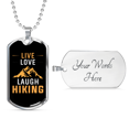 thumbnail image 4 of Collier Camper Live Love Laugh Randonnée Collier Acier Inoxydable Ou or 18k Étiquette Chien Chaîne 24 Pouces, 4 of 8