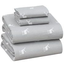 RUVANTI Flannel Sheets Full Size - 100% Cotton Double Brushed Bed Sheets Set, Deep Pockets 16 Inches, All Seasons Breathable & Extra Soft Full Sheets, Warm & Cozy, 4 Piece, Celestial Stag