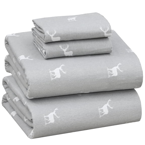 RUVANTI Flannel Sheets Full Size - 100% Cotton Double Brushed Bed Sheets Set, Deep Pockets 16 Inches, All Seasons Breathable & Extra Soft Full Sheets, Warm & Cozy, 4 Piece, Celestial Stag