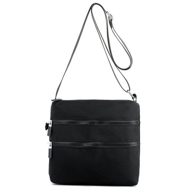 Bolso bandolera pequeño,Bolso de hombro de nailon para mujerNegro