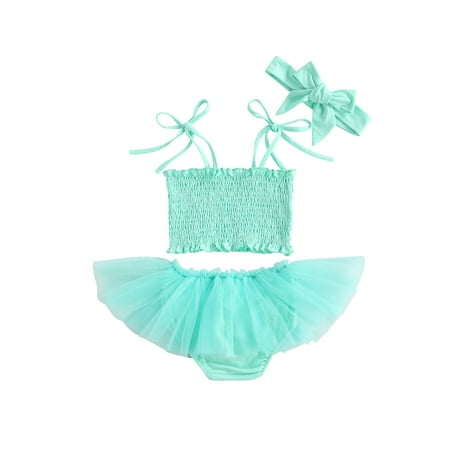

LEVEFORD Infant s Three Piece Set Baby s Pleated Camisole Shorts Hair Band
