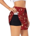 thumbnail image 1 of Balery Christmas Deer B Pantalones cortos deportivos para mujer con forro y dos bolsillos, elásticos, para entrenamiento, gimnasio, yoga-X-Large, 1 of 7