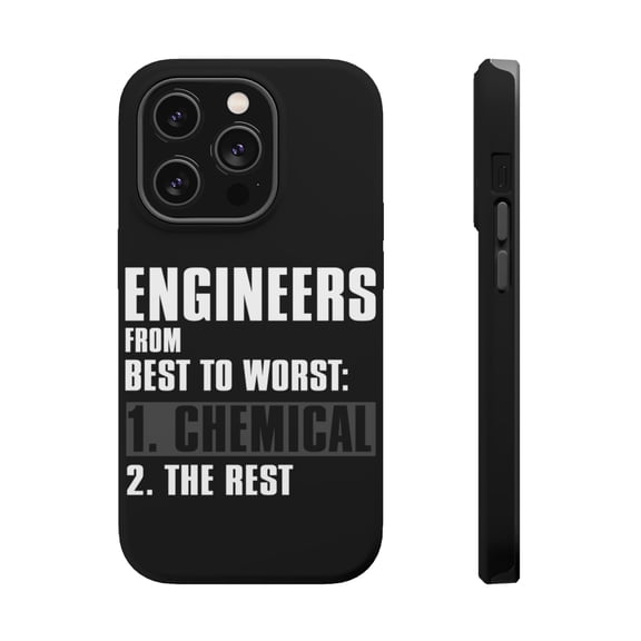 DistinctInk Tough Case for Apple iPhone 15 PRO (6.1" Screen), Compatible with MagSafe Charging - Chemical Engineers are the Best