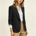 thumbnail image 5 of hoksml Women's Ruched 3/4 Sleeve Blazer, Shawl Lapel One-Button Open Front Jacket, Casual Work Office Blazer, 5 of 8