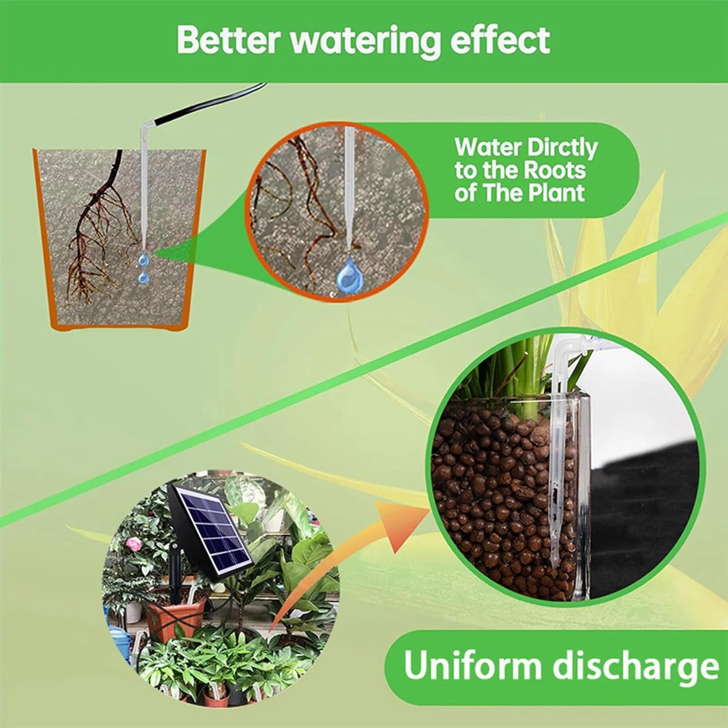 Solar Drip Irrigation System Kits with Time, USB Powe Auto Indoor Plant Watering Devices for 15 Potted Plants, with Anti-Siphoning Device