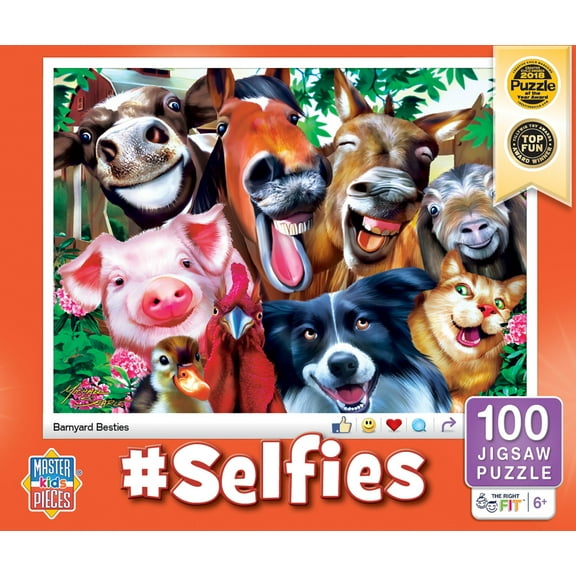 MasterPieces 100 Piece Jigsaw Puzzle - Selfies Barnyard Besties - 14"x19"