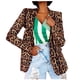 thumbnail image 1 of Chaquetas de traje de rayas Damas Casual Vintage Leopard imprimir un solo Button solapa de manga larga Slim traje temperamento Cardigan Coat para el trabajo de Daliy,blazer moda（Marrón， XXL), 1 of 5