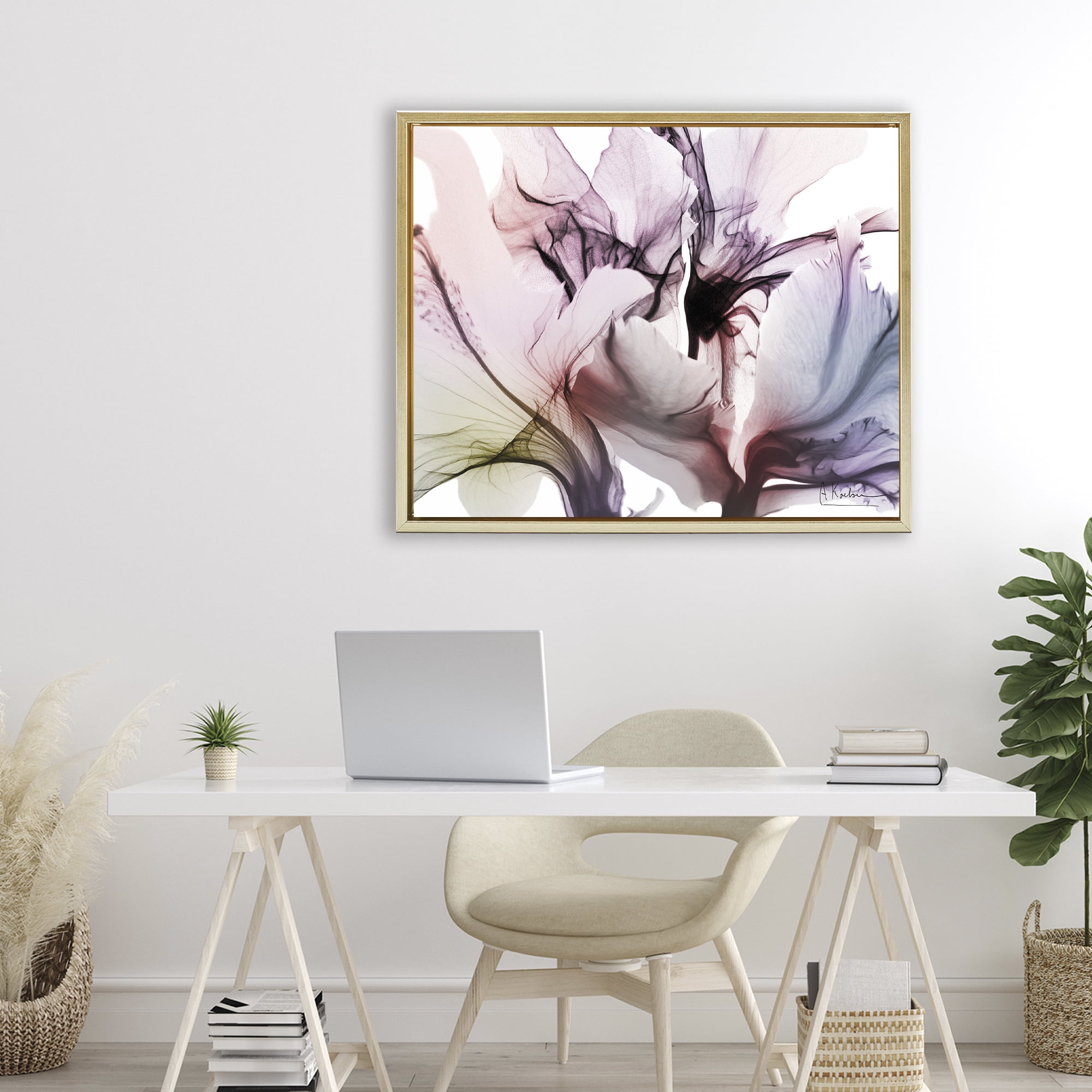 Stupell Industries Brilliant Song Flower Petals Gold Framed Floater Canvas Wall Art, design by Albert Koetsier