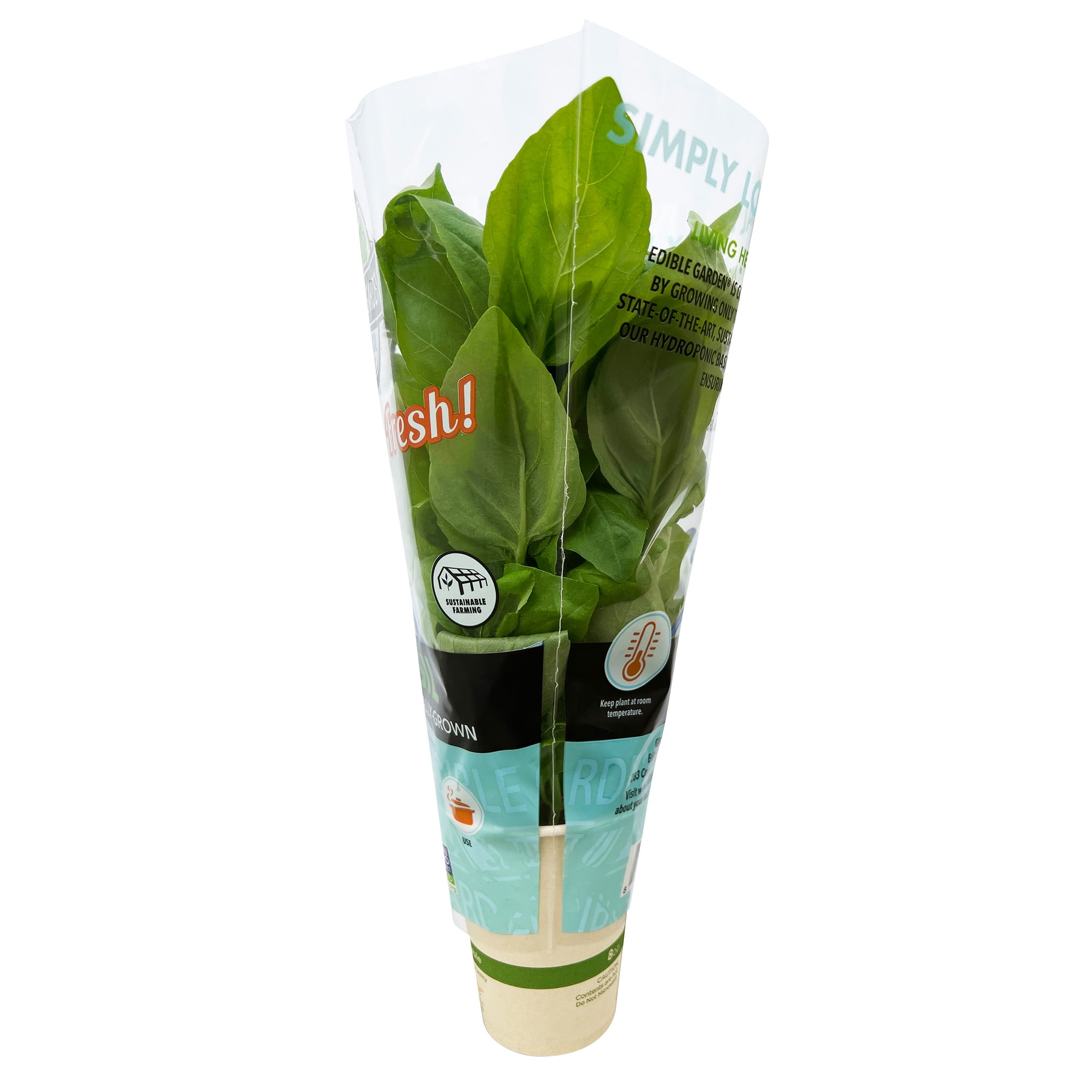 Edible Garden Hydroponic Basil Plant, Sunlight