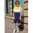 thumbnail image 6 of Arshiner Boys' 2-Piece Cotton Outfit Color Block T-Shirt and Shorts Set Summer Camo Clothes, 6 of 6