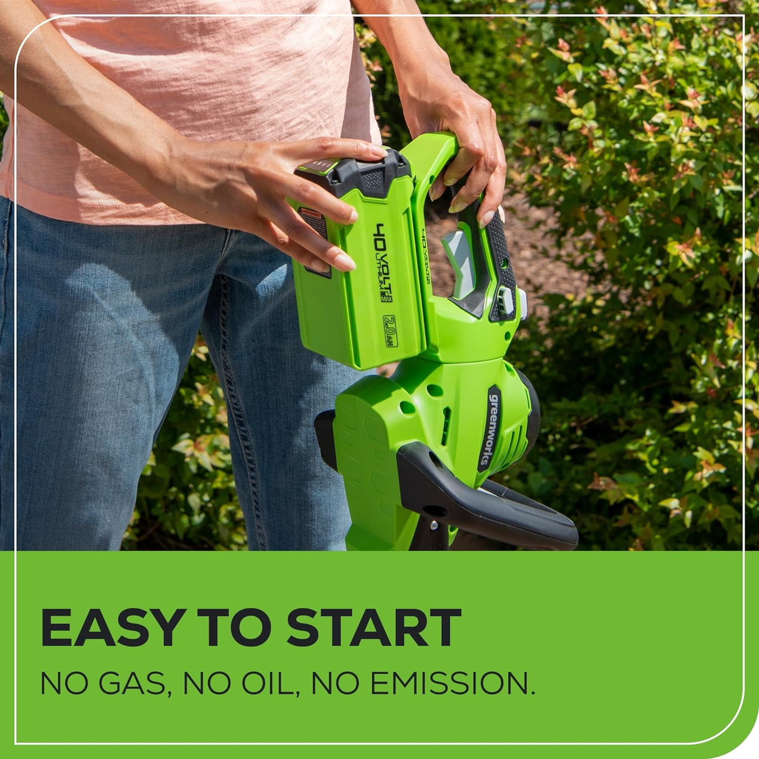 Greenworks 40V 24" Hedge Trimmer (1" Cutting Capacity), 2Ah USB Battery and Charger Included HT40B212