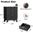 thumbnail image 2 of FANRAL Set of 2 Fluted Nightstands with Charging Station,Modern Bedside Tables with Drawers,Wood End Tables for Bedroom Living Room,Black Night Stand, 2 of 7
