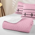 thumbnail image 4 of Castle Fairy Vintage Aztec Bed Spread Queen 3pcs,Tribal Geometric Motif Queen Coverlet Set,Black Light Pink,1 Quilt and 2 Pillowcases, 4 of 7