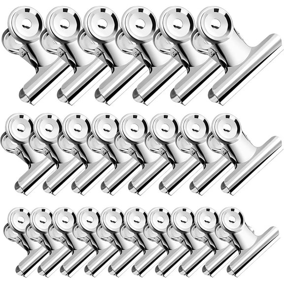 24 Pack Large Metal Hinge Clips,3 Sizes Bulldog Clips,Large Bull Clips,Stainless Steel Chip Clips Bag Clips Food Clips,Binder Paper Clip Clamp for Food Bag,Pictures,Photos,Home Kitchen Office Supplies