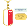thumbnail image 3 of Singapore Flag Swivel Keychain Dog Tag Stainless Steel or 18k Gold, 3 of 10