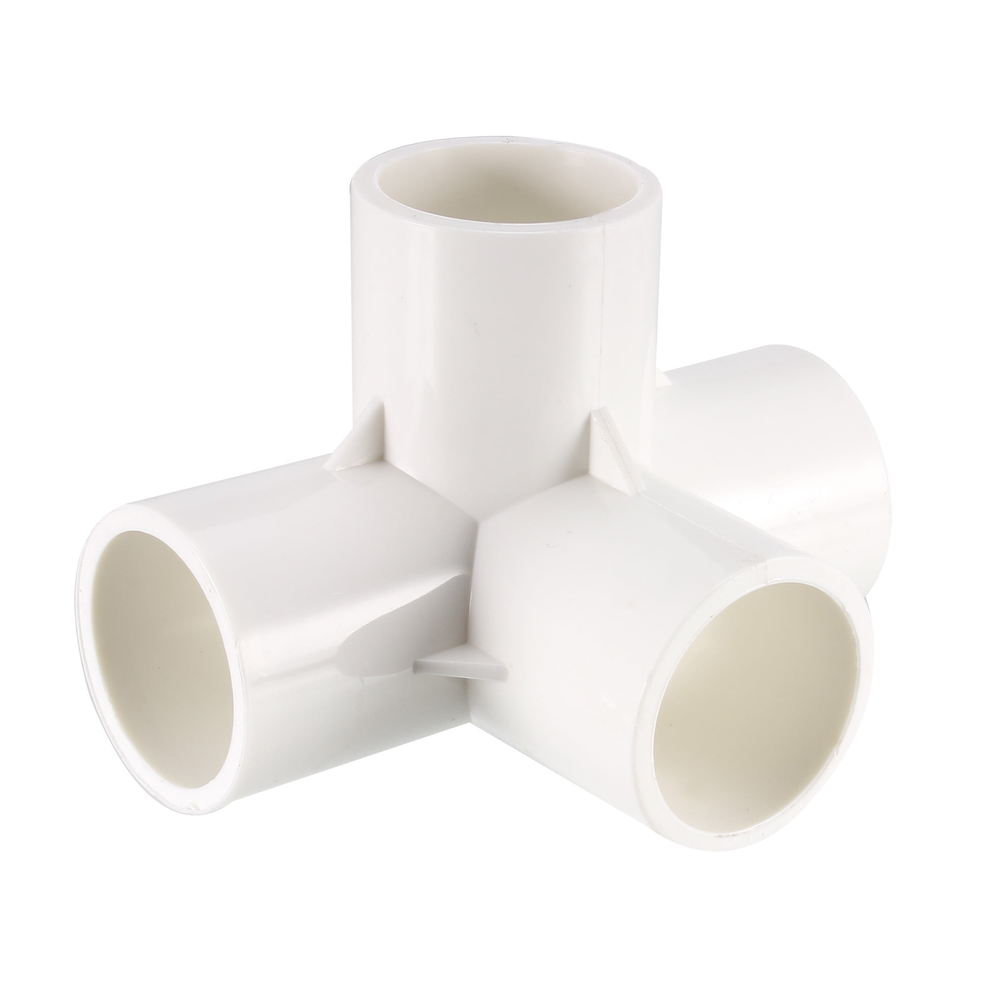 White Performance PVC Pack of 4 4-Way PVC Side Outlet Tee Fitting 1-1/4 Size Furniture Grade 