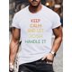 thumbnail image 1 of Men's Round Neck Simple ”KEEP CALM AND LET JOSH HANDLE IT” Printed Basic T-Shirt, Summer Outdoor Short Sleeve, Casual Style For Everyday Wear, 1 of 5