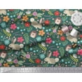 thumbnail image 2 of Soimoi Polyester Crepe Fabric Floral,Rabbit & Porcupine Cartoon Print Fabric by The Yard 42 Inch Wide, 2 of 4