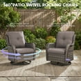thumbnail image 4 of PARKWELL Outdoor Swivel Gliders Chair Set of 2, Patio Wicker High Back Swivel Rocker Lounge Chair with Gray Cushions for Balcony Deck, Gray Wicker, 4 of 10