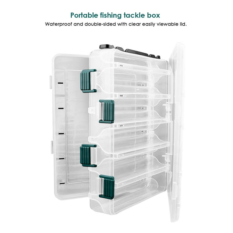 Thaisu Fishing Tackle Box with 12 Double-sided Compartments, Transparent  Independent Latch Tool