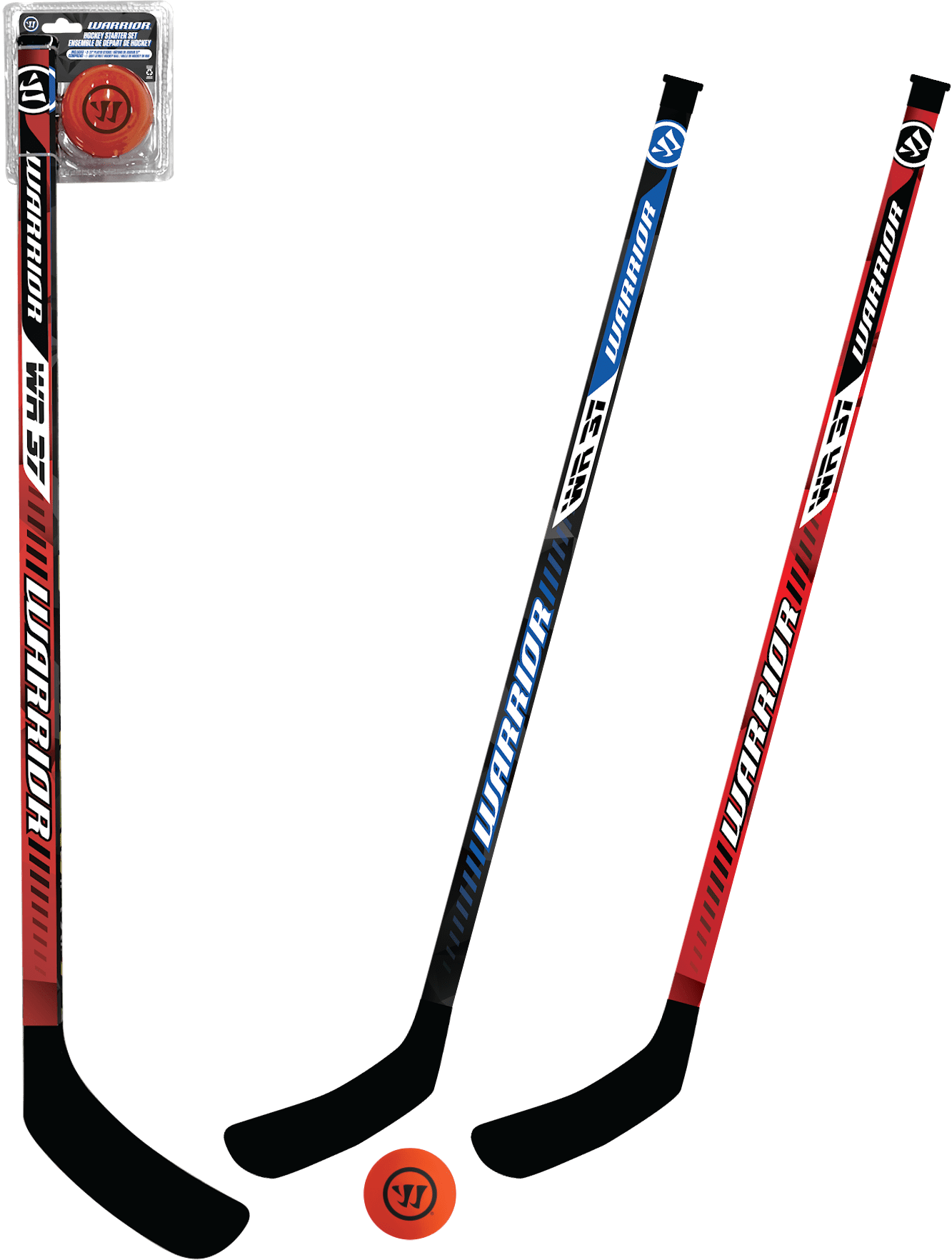 Warrior Street Hockey Starter Set - 2 37" Sticks and 1 Orange Street Hockey Ball
