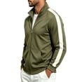thumbnail image 2 of Men's Trendy Color Block Side Stripe Track Jacket Windbreaker, Stand Collar Lightweight Full Zip Long Sleeve Coat for Gym Jogging Streetwear Travel Golf, 2 of 6