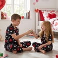 thumbnail image 4 of Family Matching Valentine Pajamas Set Heart Print Short Sleeve Tops Pants Holiday Sleepwear, 4 of 10