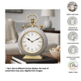 thumbnail image 2 of Expobazaar Table Clock | Grey & Gold Accent Aluminum Desk Clock | 10"x3"x14", 2 of 7