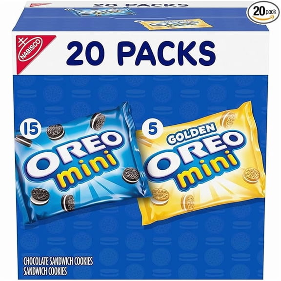 (1 pack) OREO Mini Mix Sandwich Cookies Variety Pack, 20 Snack Packs