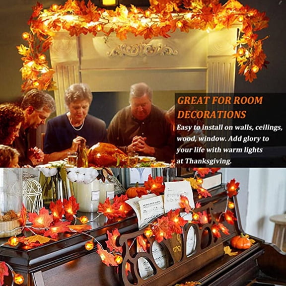 20FT/30LED Maple Leaves String Light, Fall Garland Lights, Waterproof Battery Operated Maple Leaf LED String Light with 2 Modes for Home Indoor Outdoor Garden Party Decor Thanksgiving Christmas