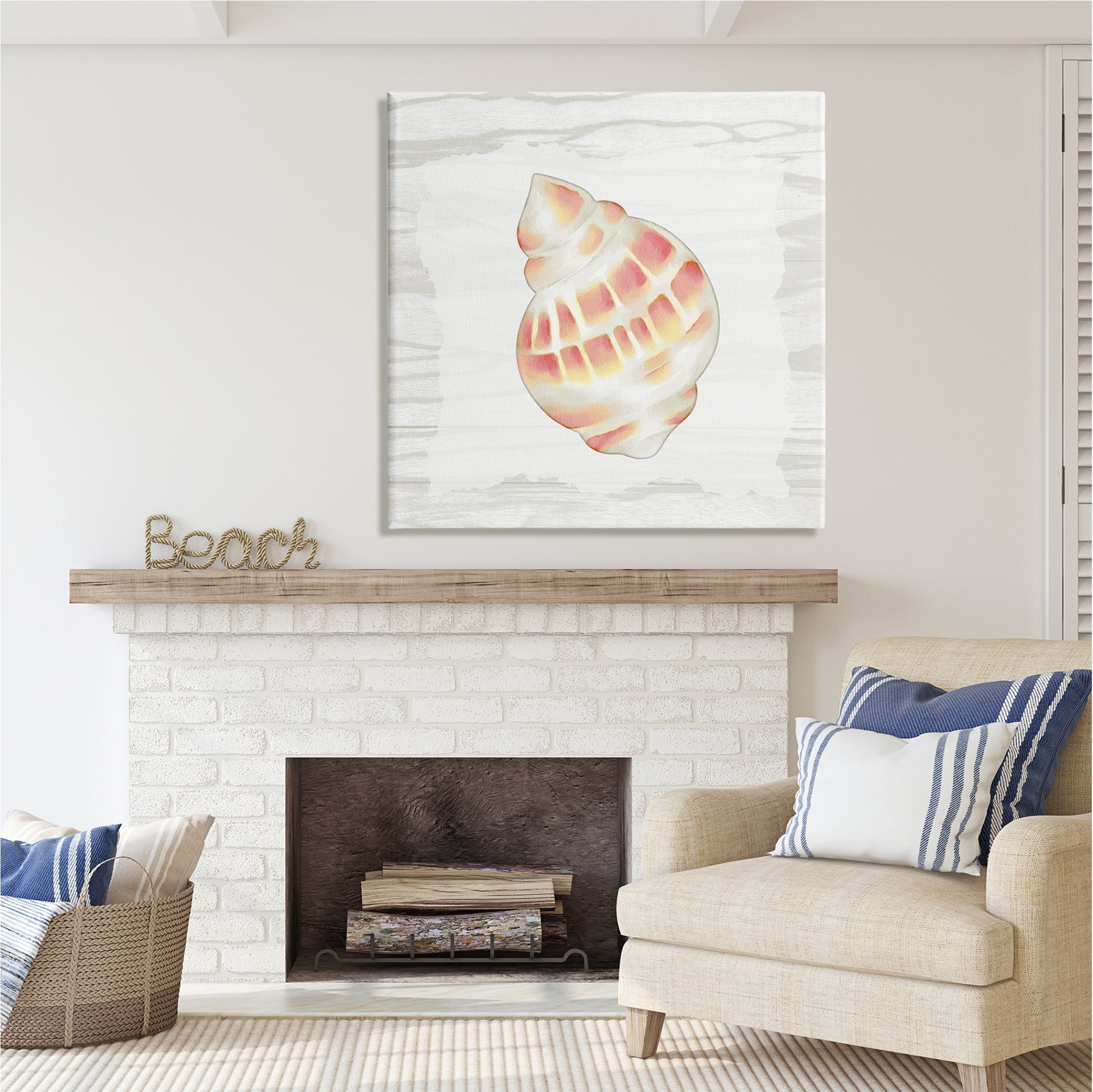 Stupell Industries Pink Rustic Seashell Animals & Insects Painting Gallery Wrapped Canvas Print Wall Art, 36 x 36