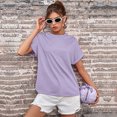 thumbnail image 2 of Mujeres Casual Manga Corta Color Sólido Jersey Suelto Blusa Camiseta Tops OAVQHLG3B Store  lin121212, 2 of 4