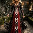 thumbnail image 4 of Stamzod Halloween Maxi Dresses for Women Fashion Vintage Printed V-Neck A Line Dress Gothic Elegant Long Party Dresses, 4 of 5