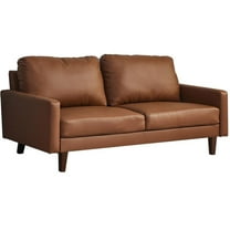 Maklaine Faux Leather Sofa Mid-Century Modern Couch for Living Room/Office-Brown