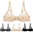 thumbnail image 2 of VISALY Push Up Bras for Women Underwire, Women's Large Size Thin Mesh Gathered French Soft Underwire Bra Thin Breathable Underwear, Bra sets with panties Bandeau bras, Beige,36G, 2 of 10