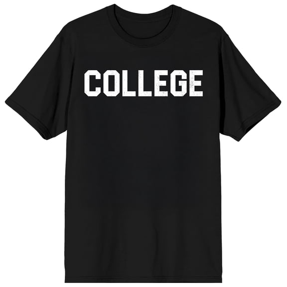 College Adult Black Crew Neck Short Sleeve T-shirt-6XL