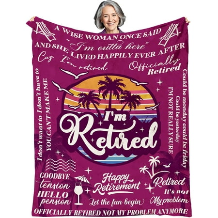 Retirement Gift for Women 2024 Retirement Gifts Retired Gifts for Women Gifts for Retirement Retirement Blanket for Women Happy Retirement Gifts (Retirement Gift - Happy) 60x80