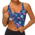 thumbnail image 4 of Fotbe Plants And Flamingos Pattern Womens' Sports Bra Longline Wirefree Padded with Medium Support Sports Moisture-Wicking Workou Vest,Tank Top-Small, 4 of 9