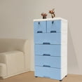 thumbnail image 4 of 50*35*102cm Rectangle White&Blue Storage Dresser Bedroom 6 Drawer Clothes Organizer Tower Cabinet, 4 of 17