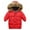 Red, variant on Ruyang Girls Padded Puffer Coat Boys Furry Hooded Camouflage Parka Coats Long Down Quilted Jackets Warm Zip Up Outwear